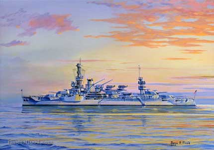 Battleship USS Arkansas (BB-33) - James A Flood Artist